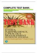 COMPLETE TEST BANK: ethics, jurisprudence and practice management in dental hygiene 3rd edition by kimbrough  latest updated 2023/2024 guaranteed grade a+ best wishes in your exams. 