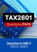 TAX2601 - Exam Questions PACK (2013-2021)