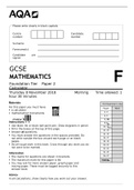 AQA GCSE MATHEMATICS Foundation Tier	Paper 2 Calculator 2018 EXAM | QUESTIONS ONLY