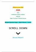 Official summer 2024 AQA GCSE COMBINED SCIENCE: SYNERGY 8465/4H Higher Tier Paper 4 Physical Sciences Merged Question Paper + Mark Scheme + Inserts