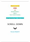 Official summer 2024 AQA GCSE RELIGIOUS STUDIES A 8062/12 Paper 1: Catholic Christianity Merged Question Paper + Mark Scheme