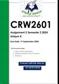 CRW2601 Assignment 2 (QUALITY ANSWERS) Semester 2 2024