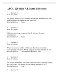 APOL 220 Quiz 7 (Version 3), Verified Correct Answers, Liberty University