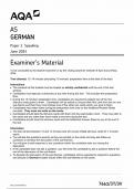 AQA AS GERMAN PAPER 3 EXAMINER'S MATERIAL 2024 (7661/3T/3V: Speaking)