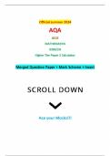 Official summer 2024 AQA GCSE MATHEMATICS 8300/2H Higher Tier Paper 2 Calculator Merged Question Paper + Mark Scheme + Insert