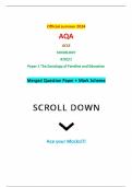 Official summer 2024 AQA GCSE SOCIOLOGY 8192/1 Paper 1 The Sociology of Families and Education Merged Question Paper + Mark Scheme