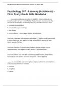 Psychology 387 - Learning (Athabasca) - Final Study Guide 2024 Graded A