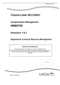 HRM3705 SEMESTERS 1 & 2 COMPENSATION MANAGEMENT TUTORIAL LETTER 00132021.