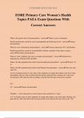 EORE Primary Care Women's Health Topics PAEA Exam Questions With Correct Answers