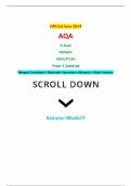 Official June 2024 AQA A-level FRENCH 7652/3T/3V Paper 3 Speaking Merged Candidate’s Material+ Examiner’s Material + Mark Scheme