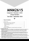 MNM2615 Assignment 3 (ANSWERS) Semester 2 2024 - DISTINCTION GUARANTEED