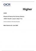 OCR PHYSICS B J259/03: Breadth in physics Higher Tier Mark Scheme June 2024