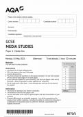 AQA GSCE Media Studies Paper 1 (8572/1: Media One)June 2024