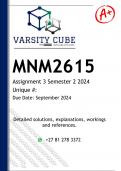 MNM2615 Assignment 3 (DETAILED ANSWERS) Semester 2 2024 - DISTINCTION GUARANTEED