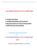 ATI GERONTOLOGY FINAL EXAM QUIZ (3 EXAM SETS) (LATEST 2022): COMPLETE ANSWERS , 100% CORRECT DOCUMENT