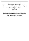 Oefen tentamen Toegepaste Psychologie 2022 - vragen en antwoorden - o.b.v. Aronson, E., Wilson, T. D. & Akert, R. M (2017). & Johnson & Johnson (2021)