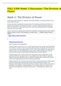 POLI 330N Week 3 Discussion: The Division of Power | Best paper for passing exams | Download To Score An A