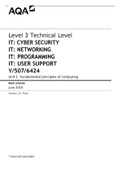 AQA Level 3 Technical Level IT: CYBER SECURITY IT: NETWORKING IT: PROGRAMMING IT: USER SUPPORT Y/507/6424 Unit 1 Fundamental principles of computing Mark scheme June 2019