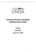 TPS2601 TEACHING PRACTICE PLACEMENT INFORMATION & FORMS- PORTFOLIO