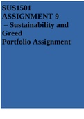 SUS1501 ASSIGNMENT 9  – Sustainability and Greed Portfolio Assignment semester 2 2022