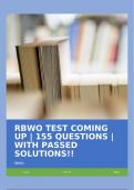 RBWO TEST COMING UP | 155 QUESTIONS | WITH PASSED SOLUTIONS!!