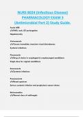 NURS 8024 (Infectious Disease)  PHARMACOLOGY EXAM 3  (Antimicrobial Part 2) Study Guide. 