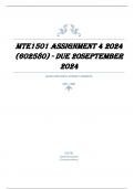 MTE1501 Assignment 4 (COMPLETE ANSWERS) 2024 (602580) - DUE 20 September 2024 