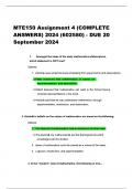 MTE1501 Assignment 4 (COMPLETE ANSWERS) 2024 (602580) - DUE 20 September 2024 ; 100 TRUSTED Complete, trusted solutions and explanations