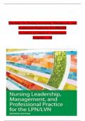 TEST BANK For Nursing Leadership, Management, and Professional Practice for the LPN/LVN, 7th Edition by Tamara R. Dahlkemper, Verified Chapters 1 - 20, Complete Newest Version