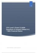 CFA Level 1 Exam 3 || With Questions & Answers (Rated A+) – With Financial Ratios