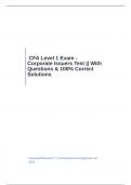 CFA Level 1 Exam - Corporate Issuers Test || With Questions & 100% Correct Solutions