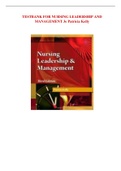 TESTBANK FOR NURSING LEADERSHIP AND MANAGEMENT 3e Patricia Kelly