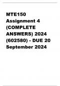 MTE1501 Assignment 4 (COMPLETE ANSWERS) 2024 (602581) - DUE 20 September 2024 (DISTINCTION GUARANTEED)