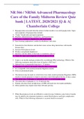 Exam (elaborations) NR 566 / NR566 Advanced Pharmacology Care of the Family Midterm Review Quiz bank | LATEST, 2020/2021 |Q & A| Chamberlain College NR 566 / NR566 Advanced Pharmacology Care of the Family Midterm Review Quiz bank | LATEST, 2020/2021 |Q & 