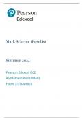 Edexcel AS Level Statistics Mark Scheme 2024