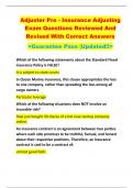 Adjuster Pro - Insurance Adjusting  Exam Questions Reviewed And  Revised With Correct Answers   <Guarantee Pass |Updated!!> 