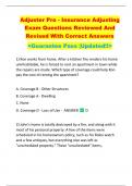 Adjuster Pro - Insurance Adjusting  Exam Questions Reviewed And  Revised With Correct Answers   <Guarantee Pass |Updated!!>