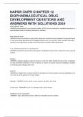 NAPSR CNPR CHAPTER 12 BIOPHARMACEUTICAL DRUG DEVELOPMENT QUESTIONS AND ANSWERS WITH SOLUTIONS 2024