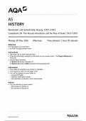 AQA AS HISTORY QUESTION PAPER 2024 (Revolution and dictatorship;RUssia 1917-1953,Component 2N The Revolution and the rise of Stalin 1917-1929) 7041/2