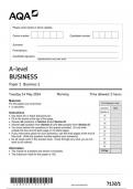 AQA A LEVEL BUSINESS PAPER 1 June 2024 QUESTION PAPER