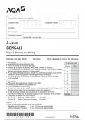 AQA A LEVEL BENGALI PAPER 1 June 2024 QUESTION PAPER- 7637/1