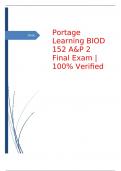 Portage Learning BIOD 152 A&P 2 Final Exam | 100% Verified