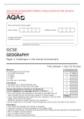 GCSE GEOGRAPHY PAPER 2 CHALLENGES IN THE HUMAN ENVIRONMENT