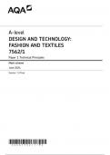 AQA A LEVEL Design &Technology: FASHION &TEXTILES Paper 1 June 2024 Final MARK SCHEME-7562/1