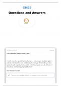  CHES FINAL EXAM QUESTIONS AND ANSWERS