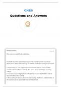 CHES CERTIFICATION EXAM REVIEW QUESTIONS AND ANSWERS