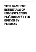 Test Bank for Essentials of Understanding Psychology 11th Edition by Feldman