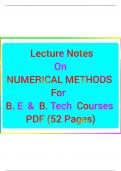 Lecture Notes on Numerical Methods For B.E and B.Tech Students Pdf (52 pages )