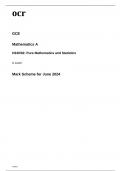 ocr A Level Mathematics A:(H240/02)Pure Mathematics and Statistics; june 2024 ms