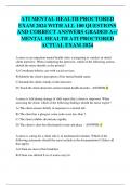 ATI MENTAL HEALTH PROCTORED  EXAM 2024 WITH ALL 100 QUESTIONS  AND CORRECT ANSWERS GRADED A+/  MENTAL HEALTH ATI PROCTORED  ACTUAL EXAM 2024 